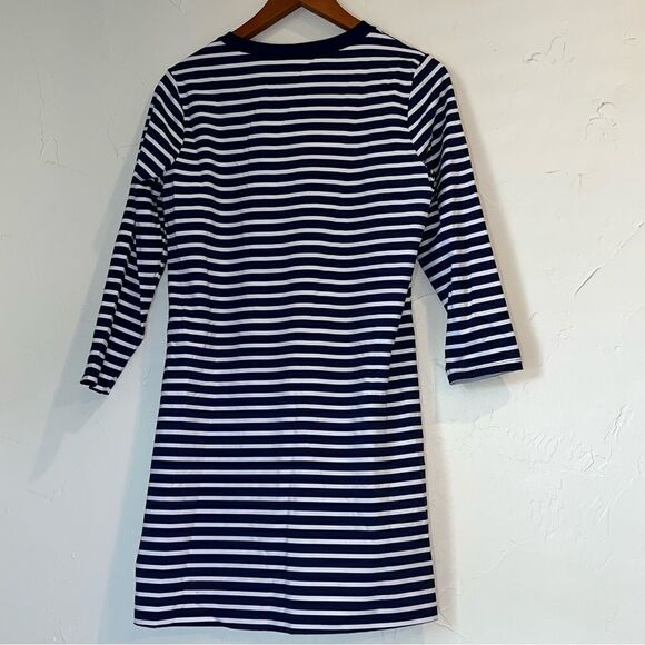 Lands' End Women's Navy Blue Striped Long Sleeve Dress - Picture 4 of 6